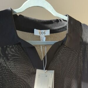COS Mesh Black Short Sleeve Women's Top